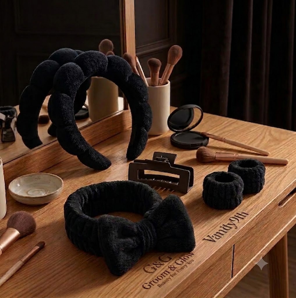 Groom&Glow™ Luxe Spa Headband & Wrist Cuff Set