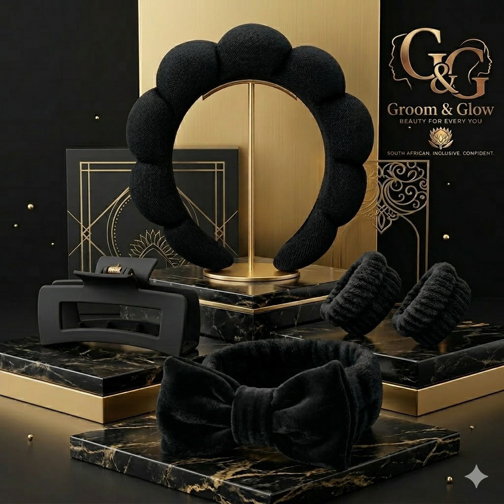 Groom&Glow™ Luxe Spa Headband & Wrist Cuff Set