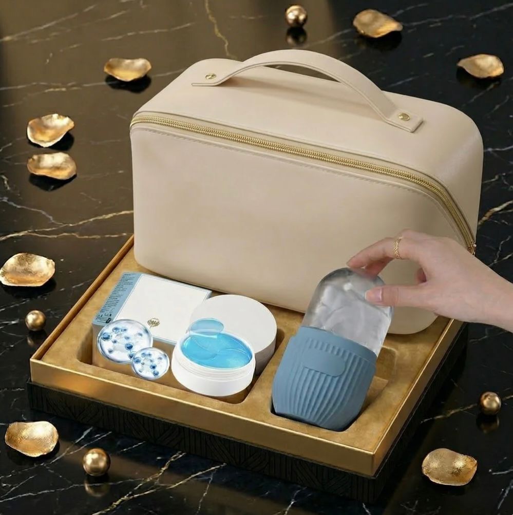 Groom&Glow™ The Complete Glow Kit – Ice Roller, Retinol Eye Mask & Carry Bag