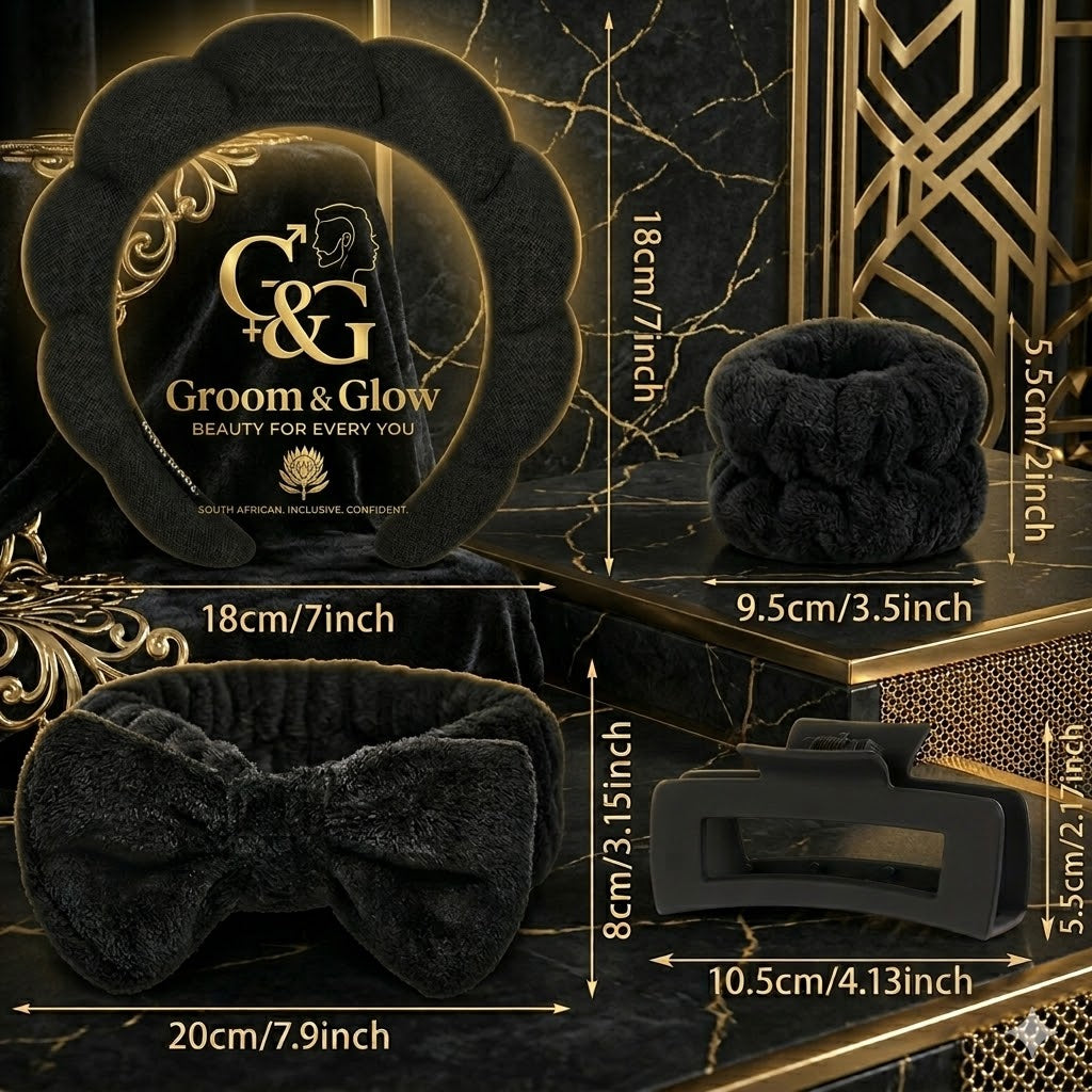 Groom&Glow™ Luxe Spa Headband & Wrist Cuff Set