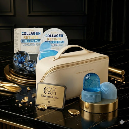 Groom&Glow™ The Complete Glow Kit – Ice Roller, Retinol Eye Mask & Carry Bag