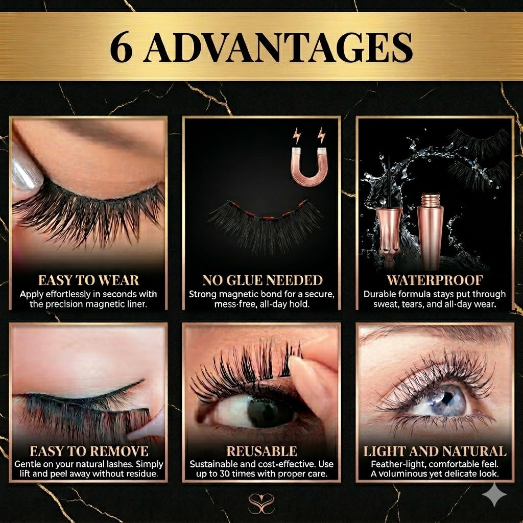 Groom&Glow™ Full 5-Pair Magnetic Lash Kit – All-in-One Solution